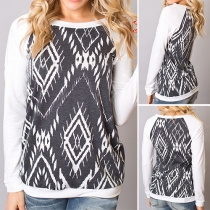 Fashion Long Sleeve Round Neck Printed T-shirt