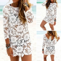 Sexy Hollow Out Lace Crochet Bikini Smock