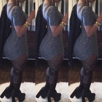 Fashion Solid Color Short Sleeve Round Neck Irregular Hem Sheath Dress