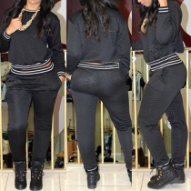 Sports Style Long Sleeve Round Neck Casual Sports Suit
