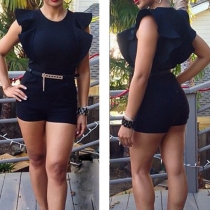 Fashion Solid Color Sleeveless Round Neck Slim Fit Rompers