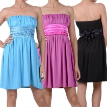 Sexy Strapless High Waist Solid Color Party Dress