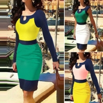 Fashion Contrast Color Sleeveless Slim Fit Dress