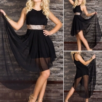 Sexy Backless High-low Chiffon Hem Party Dress