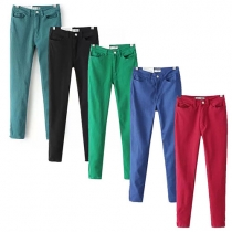 Fashion Candy Color High Waist Slim Fit Pencil Pants