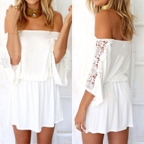 Sexy Off-shoulder Slash Neck Lace Spliced Dress
