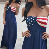 Sexy Strapless High Waist Printed Maxi Dress