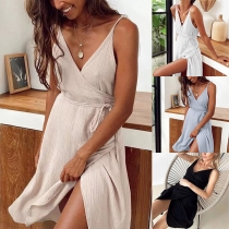 Sexy V-neck Slip Wrap Dress