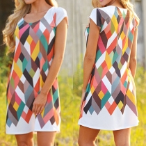 Fashion Short Sleeve Round Neck Printed Dress