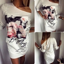 Fashion 3/4 Sleeve Round Neck Printed Dress