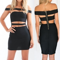 Sexy Slash Neck Hollow Out Bandage Dress