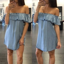Sexy Off-shoulder Slash Neck Flouncing Dress