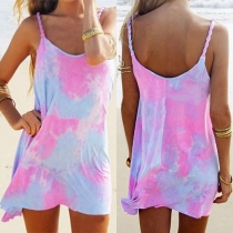 Fashion Tie-dye Printed Sling Dress