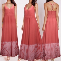 Sexy Backless V-neck Sling Maxi Dress