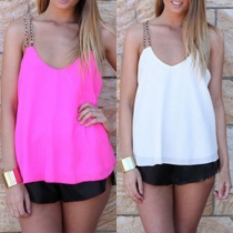 Sexy Backless Solid Color Chiffon Cami Tops 