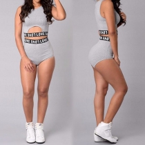 Sexy Sleeveless Crop Tops + High Waist Shorts Two-piece Set