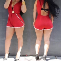 Sexy Backless Deep V-neck Sleeveless Rompers