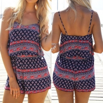 Sexy Backless Printed Sling Rompers