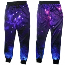 Fashion Starry Printed Elastic Waist Men's Sports Pants
