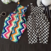 Fashion High Waist Printed Sling Jumpsuits for Children