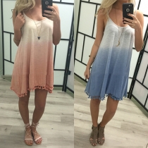 Fashion Color Gradient Sling Dress