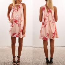 Fashion Sleeveless Round Neck Loose Printed Dress