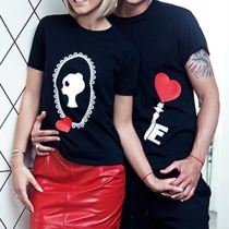 Fashion Printed Short Sleeve Round Neck Couple T-shirt