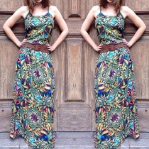 Fashion Abstract Print Scoop-Neck Cami Maxi Dress