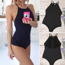 Sexy Lace Spliced Backless Sling Rompers