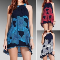 Fashion Sleeveless Round Neck Loose Printed Dress
