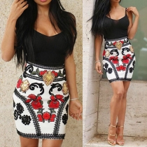 Fashion Printed Slim Fit Sling Dress