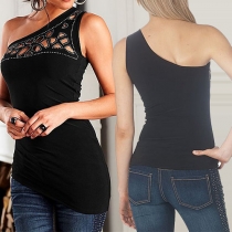 Sexy One-shoulder Irregular Hem Hollow Out Tops