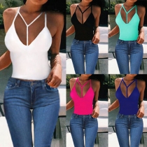 Sexy Deep V-neck Solid Color Cami Tops