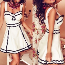 Sexy Low-cut V-neck Gathered Waist Sleeveless Dress