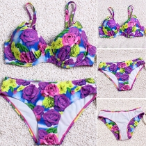 Sexy Printed Push-up Underwire Bikini Set