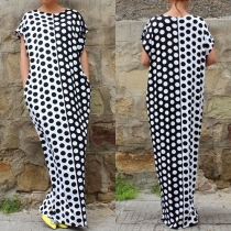 Fashion Dots Printed Round Neck Parent-child Dress
