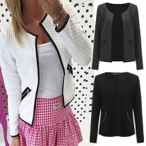 Fashion 2 Side Zipper Pockets Long Sleeve Slim Fit Cardigan