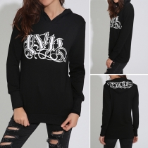 Fashion Casual Long Sleeve Letters Printed Hoodie Sweatshirt