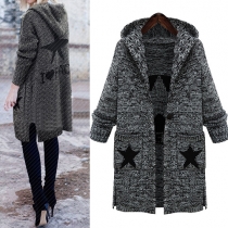 Fashion Star Long Sleeve Knit Hoodie Sweater Cardigan 