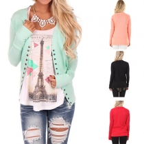Fashion Casual Solid Color Single-breasted Long Sleeve Coat 