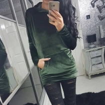 Fashion Casual Solid Color Long Sleeve Hoodie Sweatshirt