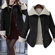 Fashion Long Sleeve Lapel Faux Cashmere Coat
