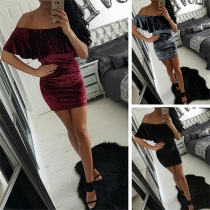 Sexy Off-shoulder Ruffle Slim Fit Party Dress
