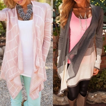 Fashion Long Sleeve Irregular Hemline Knit Shawl Cardigan 