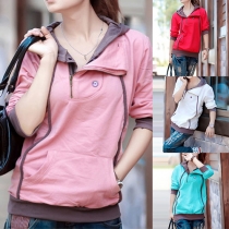 Fashion Casual Long Sleeve Letters Printed Front Pocket Hoodie Sweatshirt