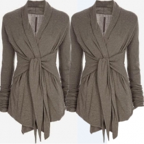 Fashion Simple Solid Color Lapel Long Sleeve Coat 