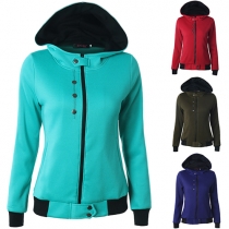 Fashion Long Sleeve Front Zipper Sport Hoodie Coat 