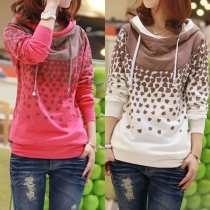 Fashion Casual Dots Printed Long Sleeve Hoodie Sweatshirt
