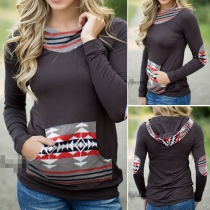 Fashion Contrast Color Printed Long Sleeve Hoodies