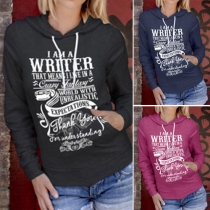 Fashion Letters Printed Long Sleeve Hoodies